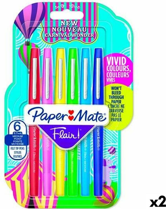 Image du produit Paper Mate Set de marqueurs Flair Coloré 6 pièces (2 pièces) (Multicolore, 1.10 mm, 2 x)