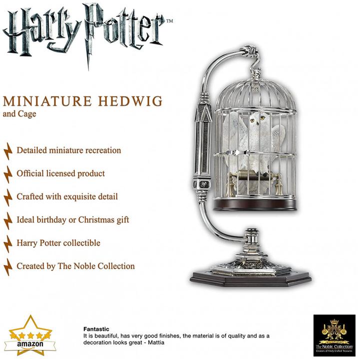 Productafbeelding Noble Collection Harry Potter miniatuur Hedwig in een kooi