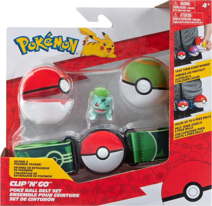 Jazwares Pokémon Clip'n'Go Poké Ball Belt Set Poké Ball, Nest Ball & Bulbasaur