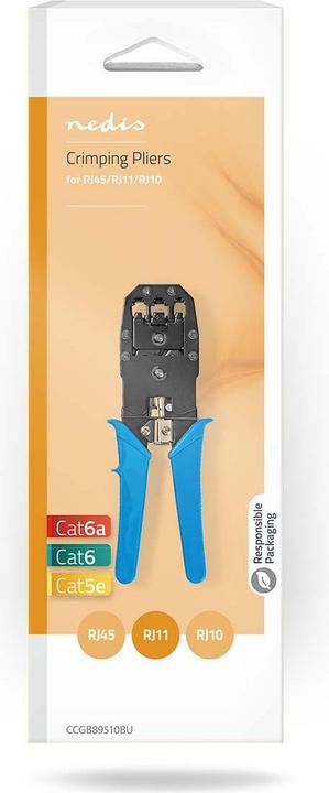 Productafbeelding Nedis Krimptang | CAT5 / CAT5e / CAT6 / CAT6a / RJ10 / RJ11 / RJ45 | Trekkende / knip / tang (200 mm)