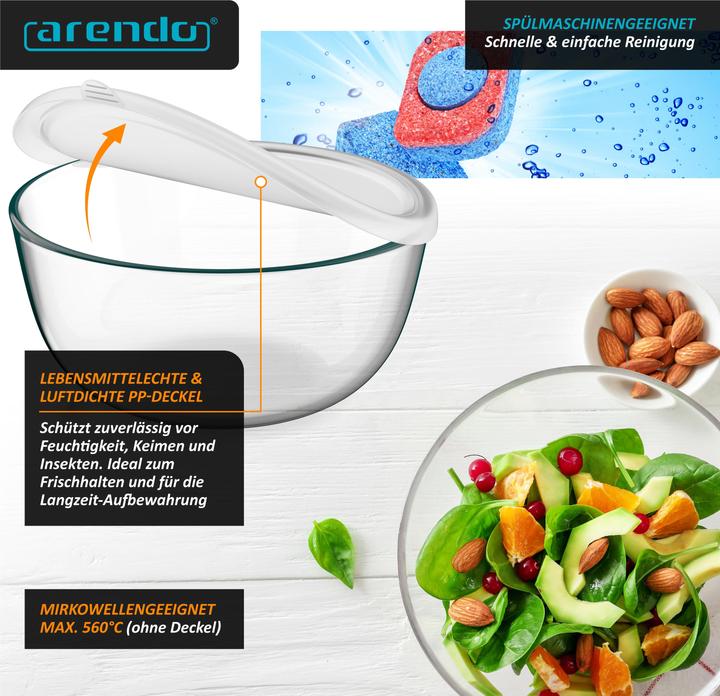 Produktbild Arendo Salatschüssel 3er Set mit Deckel (27 cm, 4.40 l, 3 x)