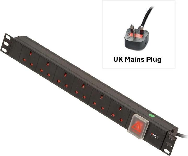 Produktbild Lindy 19" Alu. PDU 6-Way Type G (UK) w/Fuse Outlet (6 x, BS 1363, 3 m)