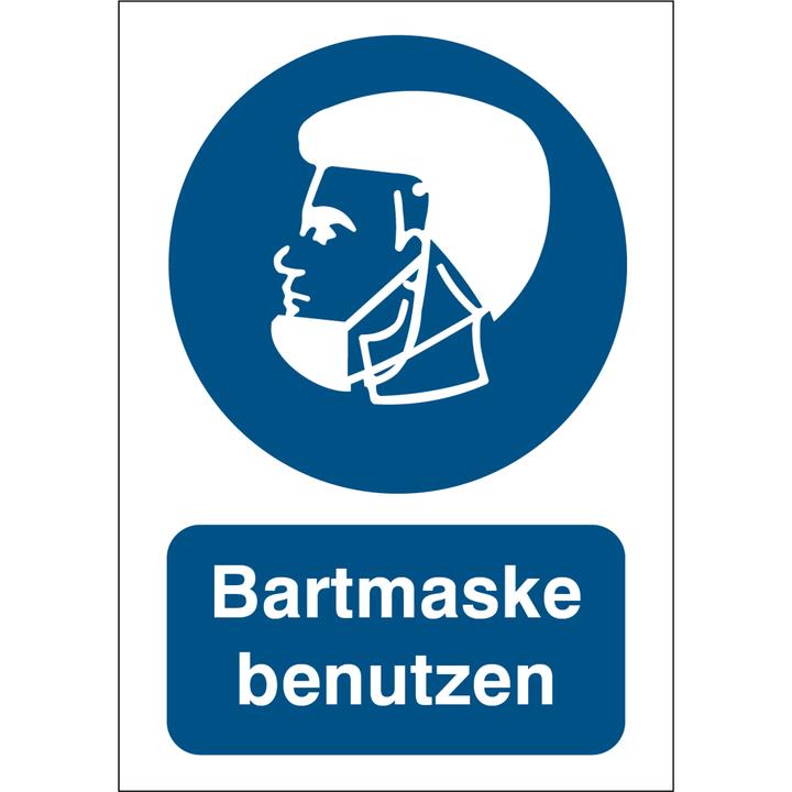 Image du produit Brady B-862, Panneau de consigne Toughwash, PIC1200 - Utiliser un masque à barbe, polyester, blanc sur