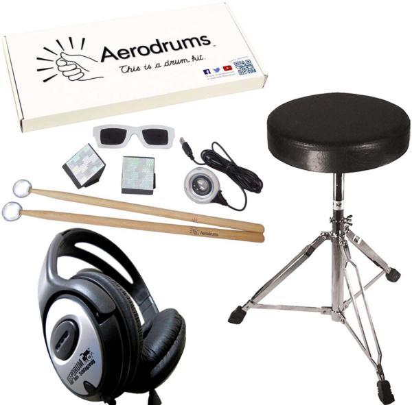 Aerodrums Air-Drumming E-Drum mit Drumhocker und Kopfhörer (E-Drum)