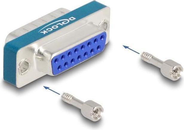 Image du produit Delock Filtre antiparasite HF/EMI D-Sub 15 broches mâle à femelle avec passe-bas inductif