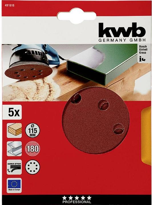 Immagine prodotto kwb Dischi adesivi in velcro 115 perforati K180 (180)