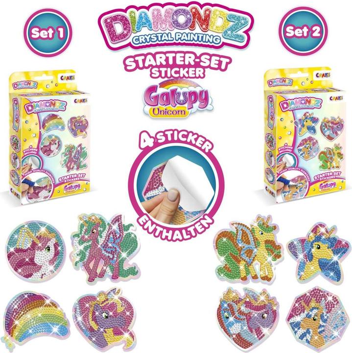 Image du produit Craze DIAMONDZ Starter Set Stickers Galupy Unicorn - Diamond Painting Set d'autocollants pour enfants,