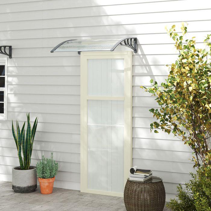 Immagine prodotto Swisshandel24 Vordach für Haustür 100 x 75 cm Pultbogenvordach aus Aluminium und Polycarbonat, silber