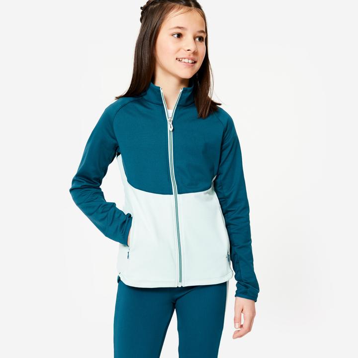 Image du produit Decathlon Veste de survêtement fille cintrée - bleu/vert (12, 13, 14)
