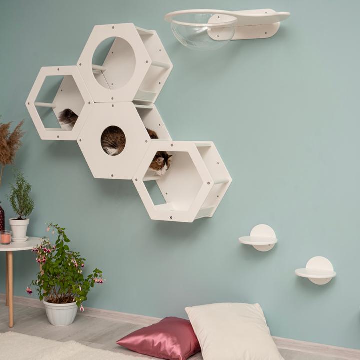 Immagine prodotto Wowhelperco Parete da arrampicata per gatti 8 pezzi (Bianco)