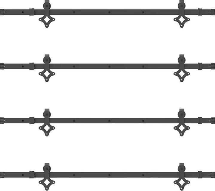 Produktbild VidaXL Schiebetürbeschlag-Set 152,5 cm Stahl Schwarz Schiebetürbeschlag Satz