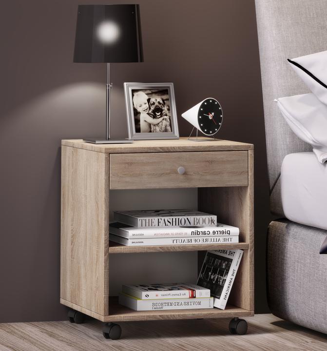 Produktbild VCM Holz Nachttisch Rolda mit Rollen (45 x 38 x 54 cm)