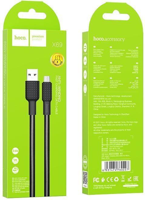 Produktbild Partner Telecom USB-A to microUSB X69, 18W, 2A, 1m, schwarz (1 m, USB 3.0)