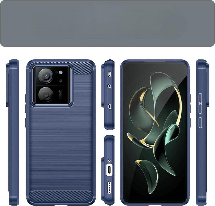 Immagine prodotto Cover-Discount Xiaomi 13T / 13T Pro - Custodia in metallo effetto carbonio blu (Xiaomi 13T)
