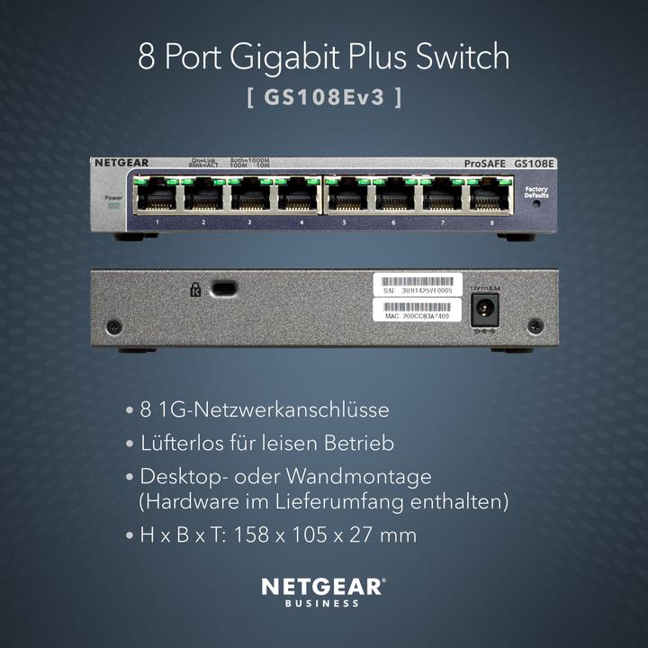 Produktbild Netgear Gs108e-300pes (8 Ports)