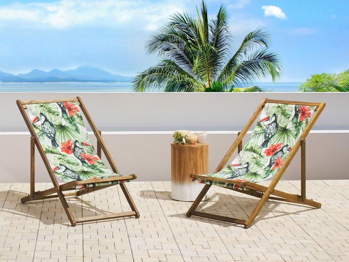 Image du produit Beliani Housse en tissu, lot de 2, pour chaise longue de jardin ANZIO / AVELLINO motif toucan multicolore