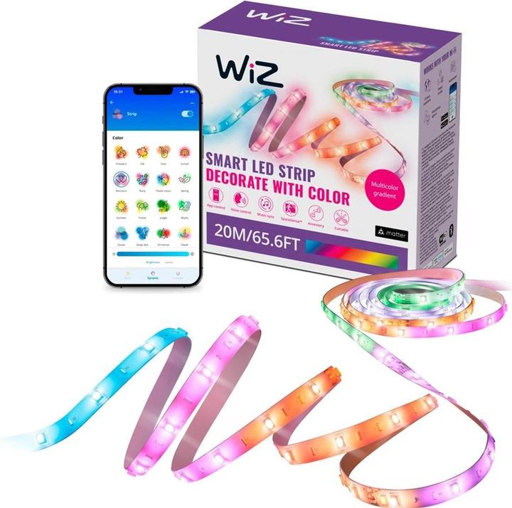 Produktbild WiZ RGBIC LED-Streifen 20m, 16 Mio. Farben, dynamische Szenen (2000 cm)