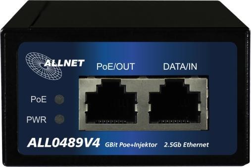 Actual product image Allnet PoE Injector Gigabit & PoE+ 15.4W/30W 2.5 Gbit/Metal Housing (802.3af (PoE), 802.3at (PoE+), 30 W)