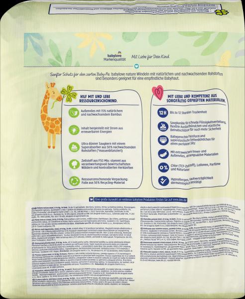 Produktbild dm babylove nature Windeln (Gr. 4, Tragepack, 34 Stück)