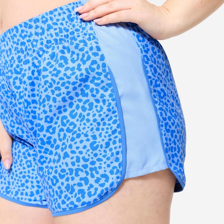 Image du produit Domyos short de fitness court et léger, imprimé bleu léopard bande bleu ciel (L)