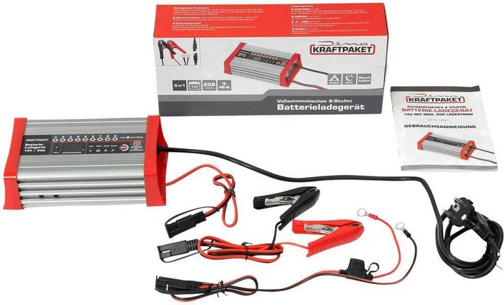 Image du produit Dino Chargeur automatique Chargeur de batterie entièrement automatique avec fonction de camping (12V, 20 A)