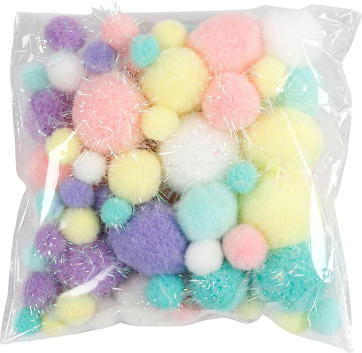 Creativ Company Pompon 15-40 mm 75 pieces, assorted colours