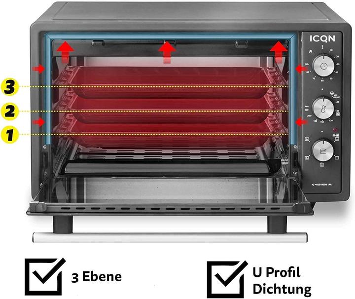 Produktbild Icqn 42 Liter Minibackofen, Anthrazit