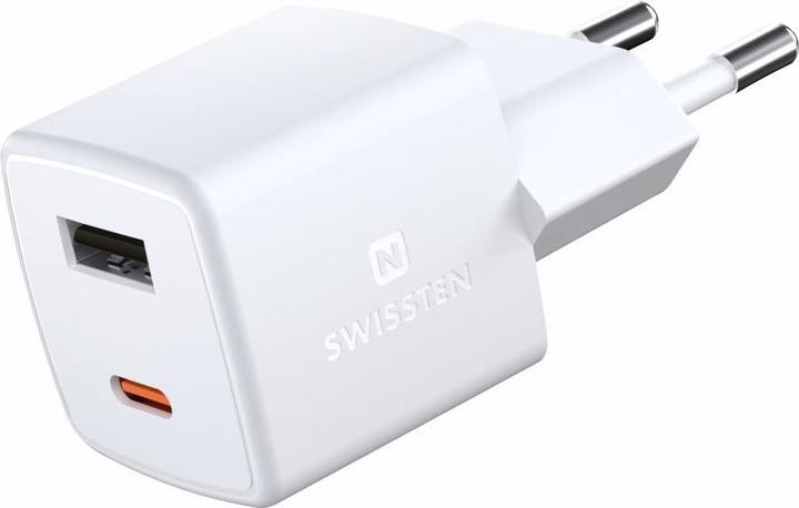 Actual product image Swissten MINI GaN TRAVEL CHARGER 1x USB-C + 1xUSB 30W Power Delivery (30 W)