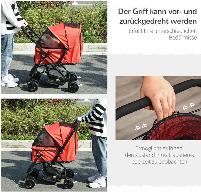 Immagine prodotto Swisshandel24 Passeggino per cani Passeggino per cani di piccola taglia e gatti Passeggino per animali Passeggino (Gatto, Cane, Pieghevole)