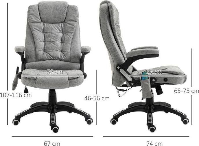 Image du produit Swisshandel24 Chaise de bureau avec fonction massage et chaleur, ergonomique, 6 points de massage, gris