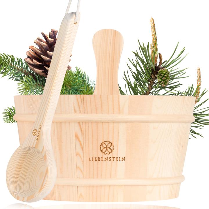 Actual product image Liebenstein Sauna bucket with trowel, sauna accessories set