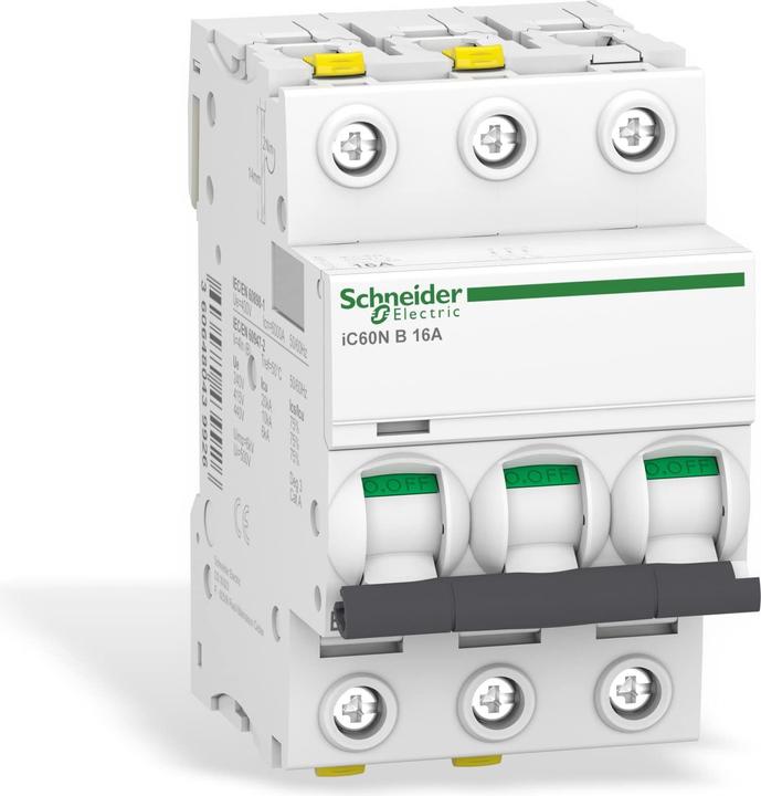 Image du produit Schneider Electric Acti9 iC60N MCB 3 Pole 16A Curve B