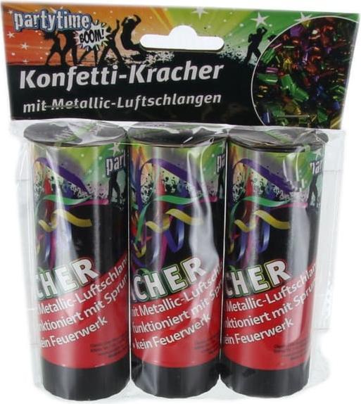 Produktbild Classic Line Konfetti-Kracher mit Metallic-Luftschlangen - 3er Pack