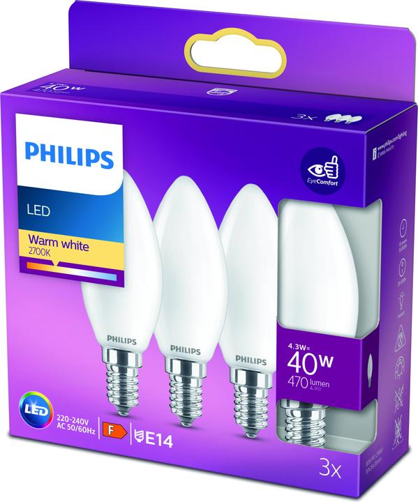 Productafbeelding Philips Lamp (E14, 4.30 W, 470 lm, 3 x, F)