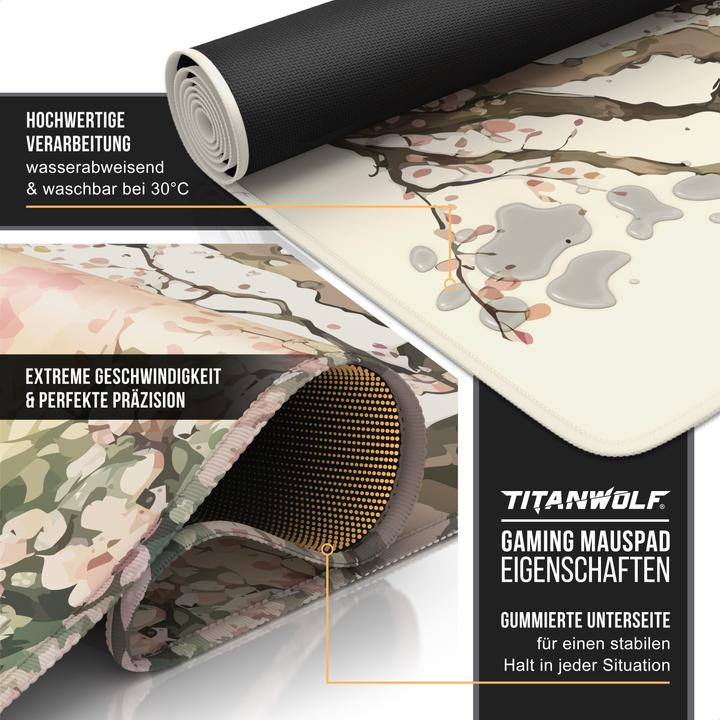 Actual product image Titanwolf Gaming Mauspad, 900 x 400mm XXL Speed Gaming Mausmatte, Mousepad Extragrosse Fläche, Japan Painting (XXL)