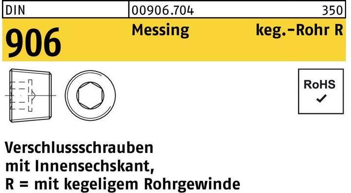Produktbild Verschlussschraube DIN 906 m.Innen-6-kant R 3/4 Messing