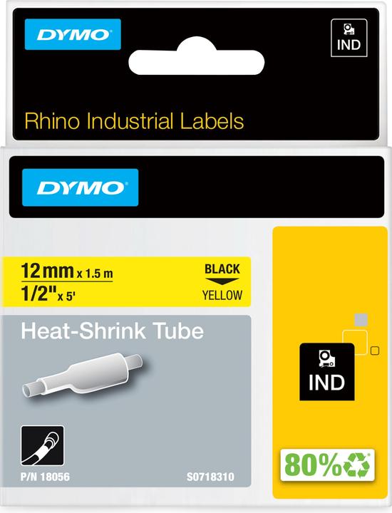 Actual product image Dymo Rhino Heat Shrink Tube 12mm Yellow (1.20 cm, Yellow)