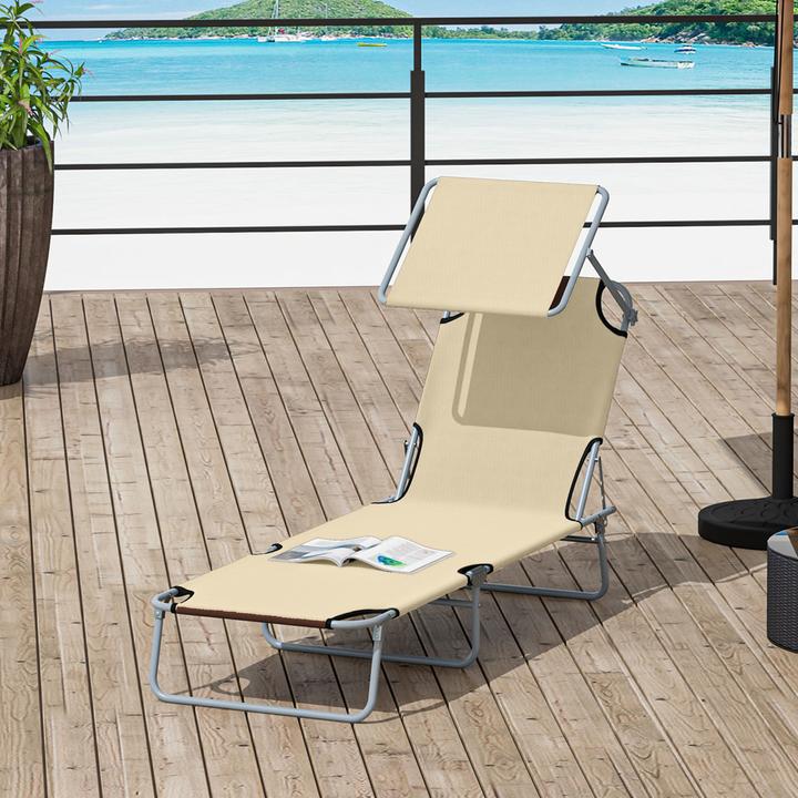 Actual product image Outsunny Sun lounger with sunshade (187 cm)