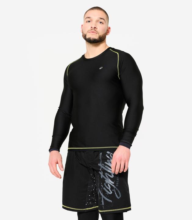 Image du produit Domyos Rashguard de MMA et grappling homme, noir fumé et jaune lumineux (XL)