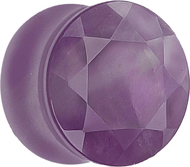 Produktbild Star Piercing Flared Plug facettiert aus Amethyst Stein (ohne Messing, Mineralisch)