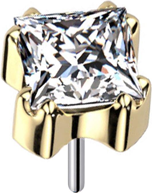 Produktbild Star Piercing Threadless vergoldet quadratischer Kristall silber gefasst (ohne Messing, Titan G23)