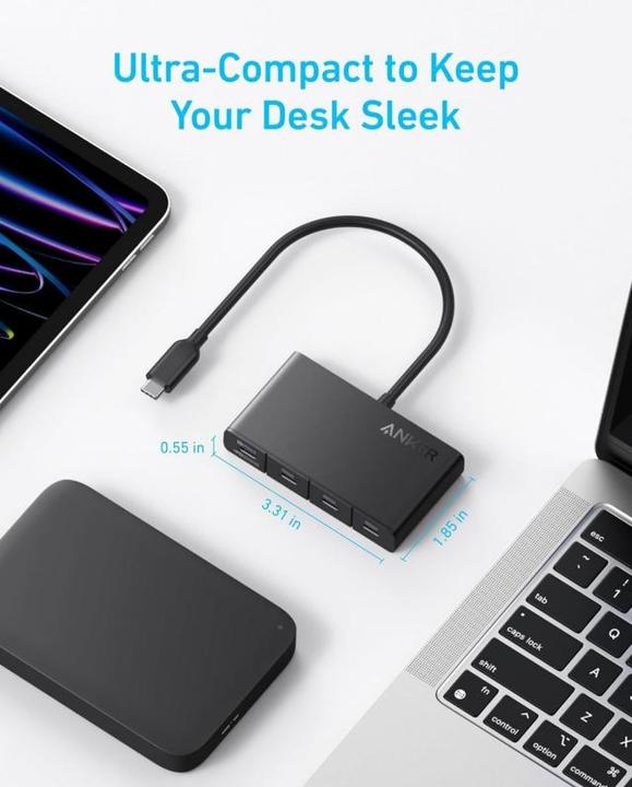 Produktbild Anker 4-in-1 hub 10Gbps USB-C Black (USB-C, 4 Ports)
