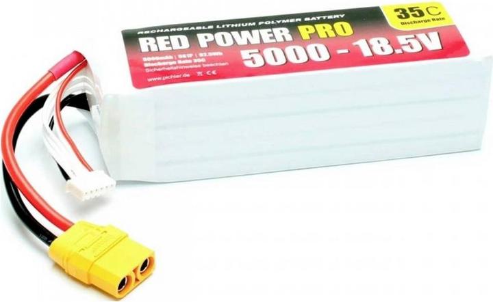 Actual product image Red Power Model making battery pack (LiPo) 18.5 V 5000 mAh 35 C Softcase XT90 (18.50 V, 5000 mAh)