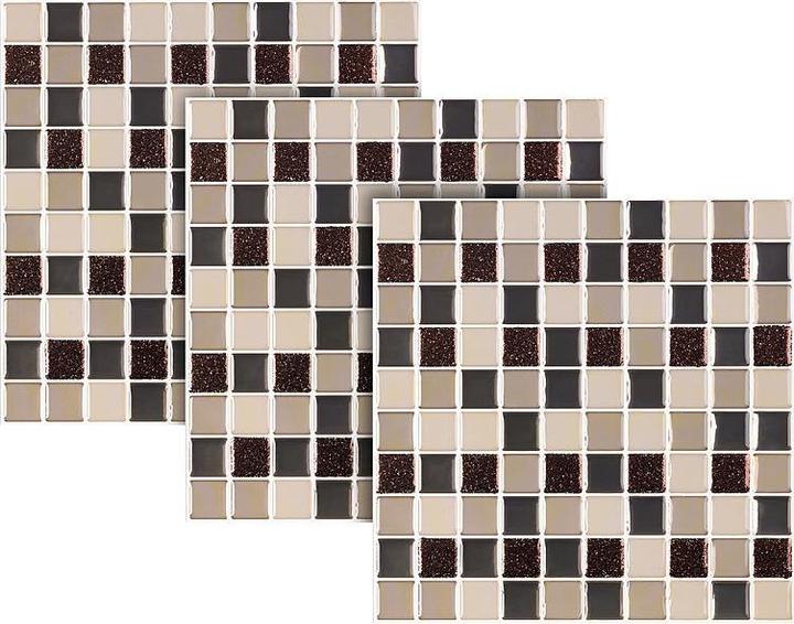 Produktbild Infactory Selbstklebende 3D-Mosaik-Glitzer-Fliesenaufkleber, 26 x 26cm, 15er-Set (26 x 26 cm)