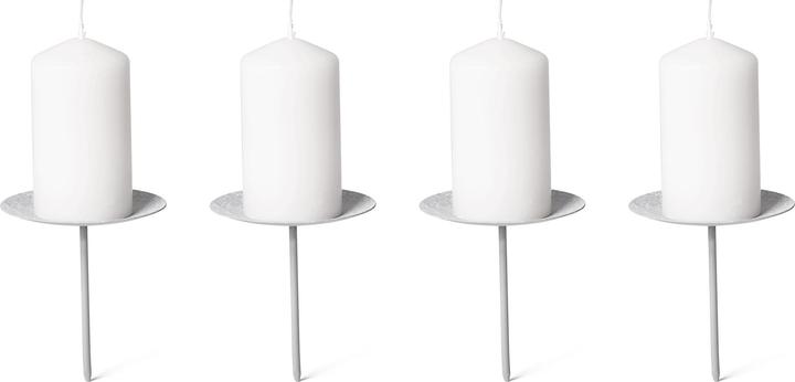 Produktbild Novaliv 4x Kerzenpick | mit Dorn 10 cm GRAU | Kerzenhalter für Adventskranz Kerzenpin (10 x 10 x 10 cm)