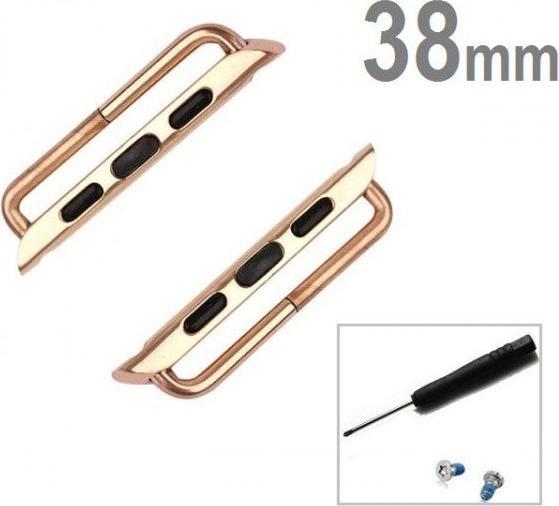 Produktbild Hermex Apple Watch 40mm / 38mm 2x Armband Adapter Kopplungsstück + Schraubenzieher ROSÉGOLD ROSÉ GOLD ROTGO (38 mm, 40 mm, Poliert, Rostfrei)