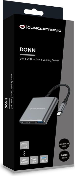 Actual product image Conceptronic USB Typ-C zu (HDMI, USB-C, USB-A, 25 cm)