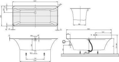 Produktbild Villeroy & Boch V&B Whirlpoolsystem SQUARO EDGE 12 m BW ov 180x80 Tech. Pos 2 we (180 l, 180 cm, 80 cm)