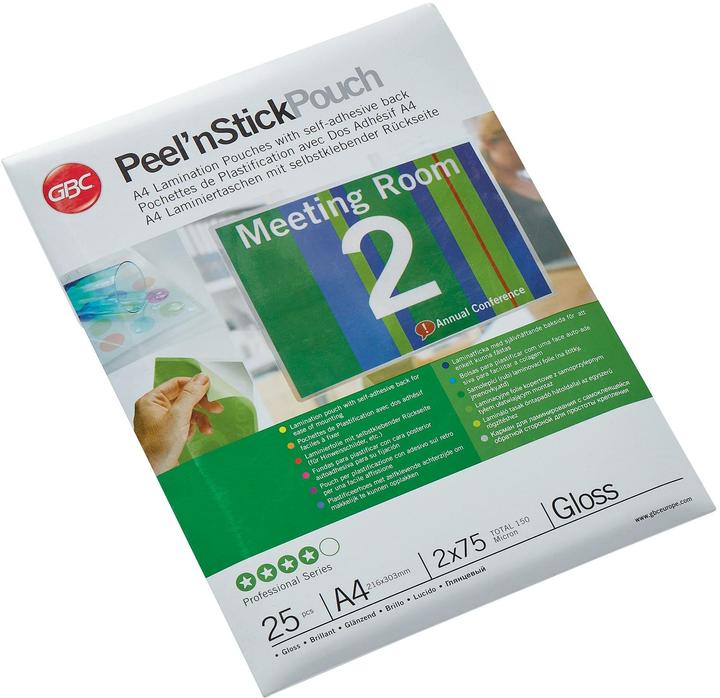Produktbild GBC PEEL'N STICK POUCH - glänzend (A4, 25 Stück, 150 µm)