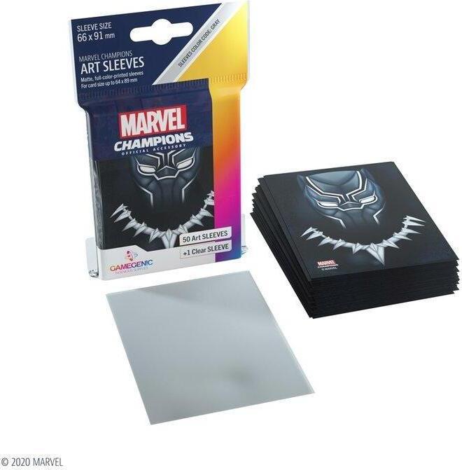 Actual product image Gamegenic GGS10094ML - Marvel Champions Art Sleeves - Black Panther (50 + 1 Sleeves)